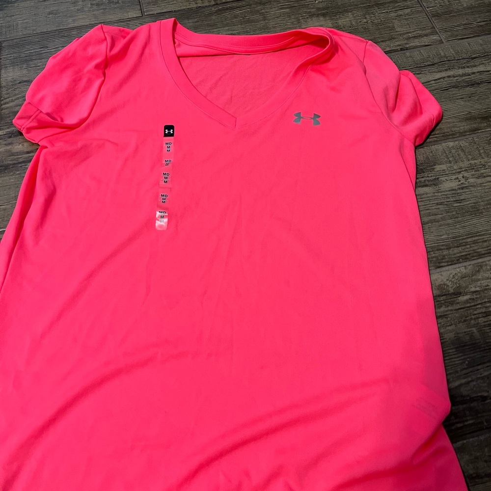 pink under armour workout shirt